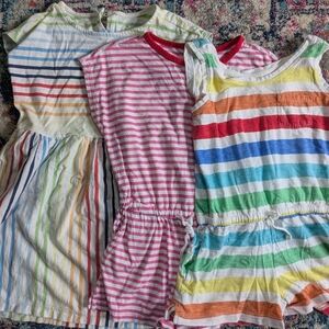 Primary Colorful Striped Dress / Rompers Set